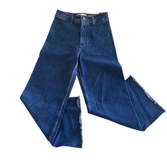 Zara 90s Inspired High Waisted Jeans – Raw Hem Relaxed Fit Size 6 Strretwear - Picture 1 of 10